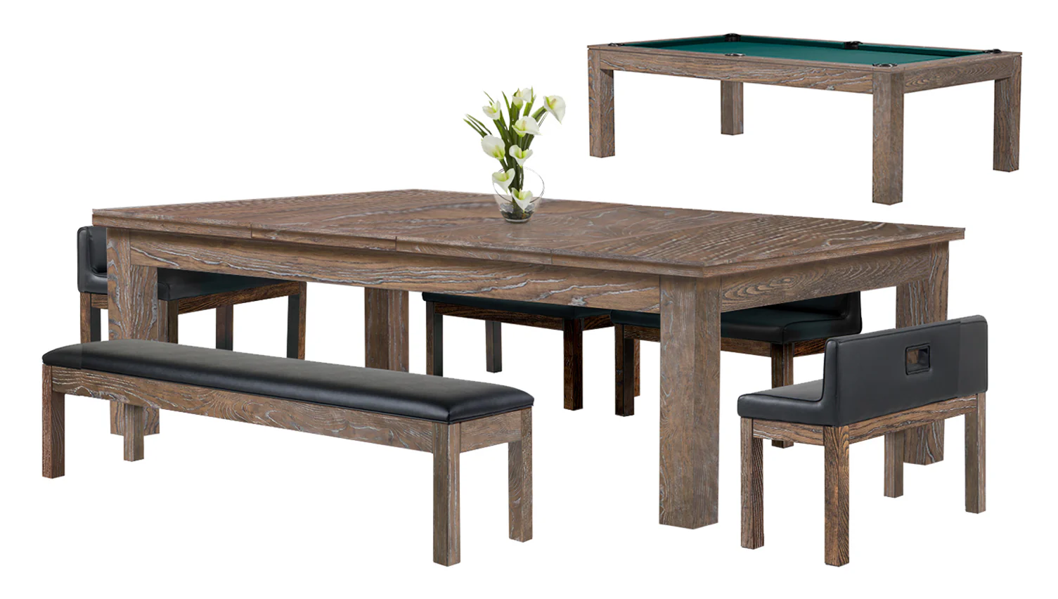 Baylor 7 Ft Pool Table Dining Collection - Rustic Series - Image 19
