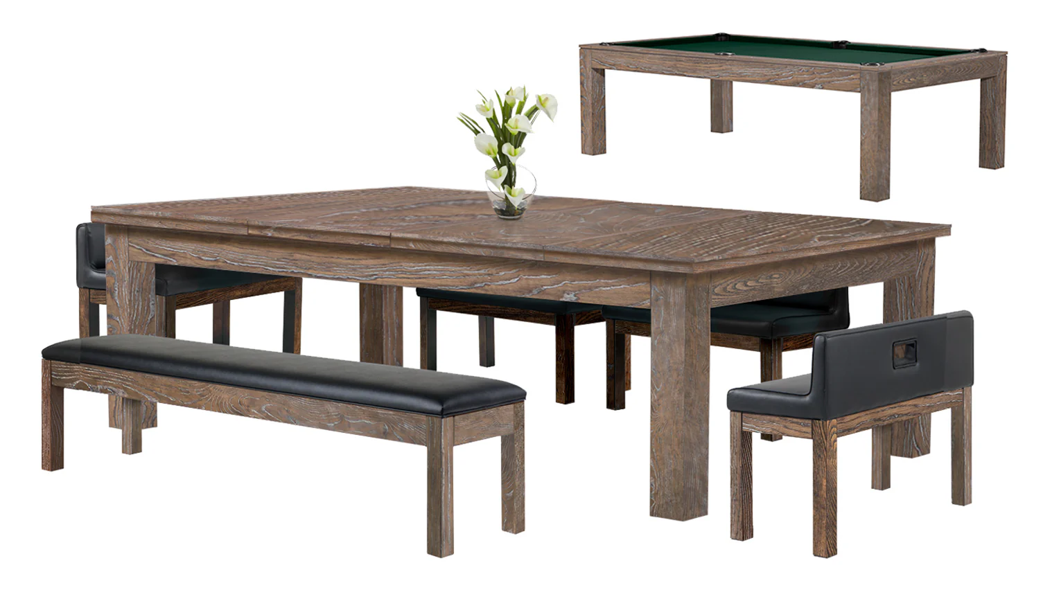 Baylor 7 Ft Pool Table Dining Collection - Rustic Series - Image 20