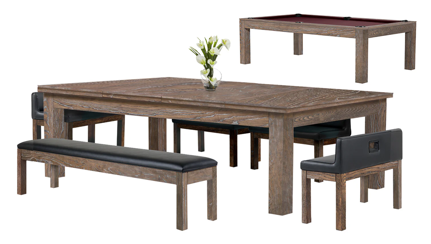 Baylor 7 Ft Pool Table Dining Collection - Rustic Series - Image 23
