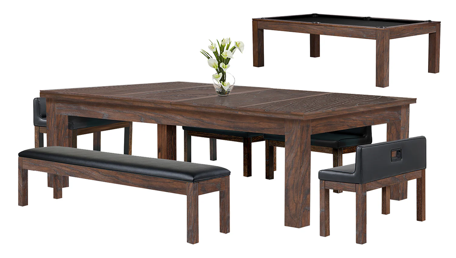 Baylor 7 Ft Pool Table Dining Collection - Rustic Series - Image 24