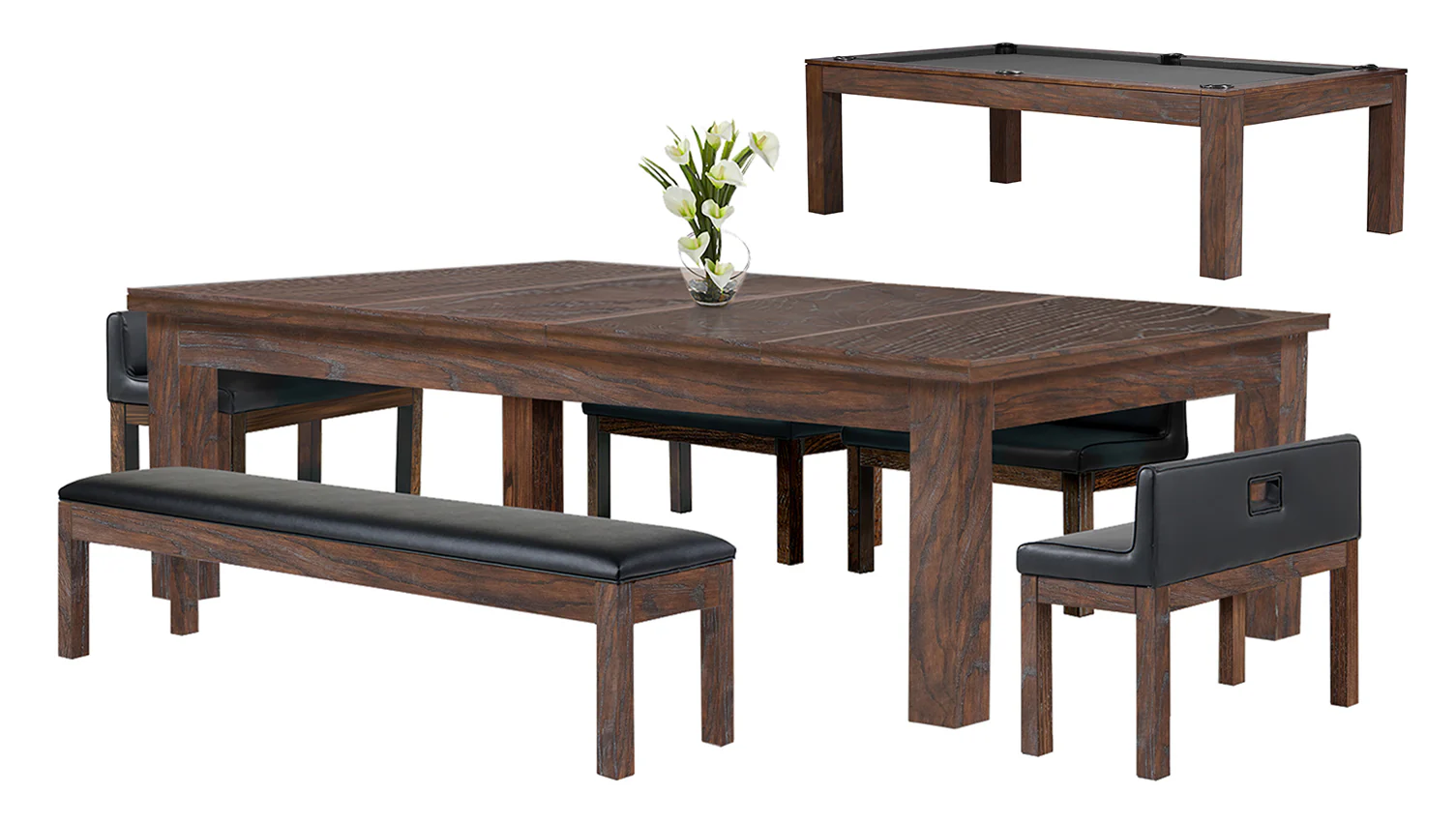 Baylor 7 Ft Pool Table Dining Collection - Rustic Series - Image 29