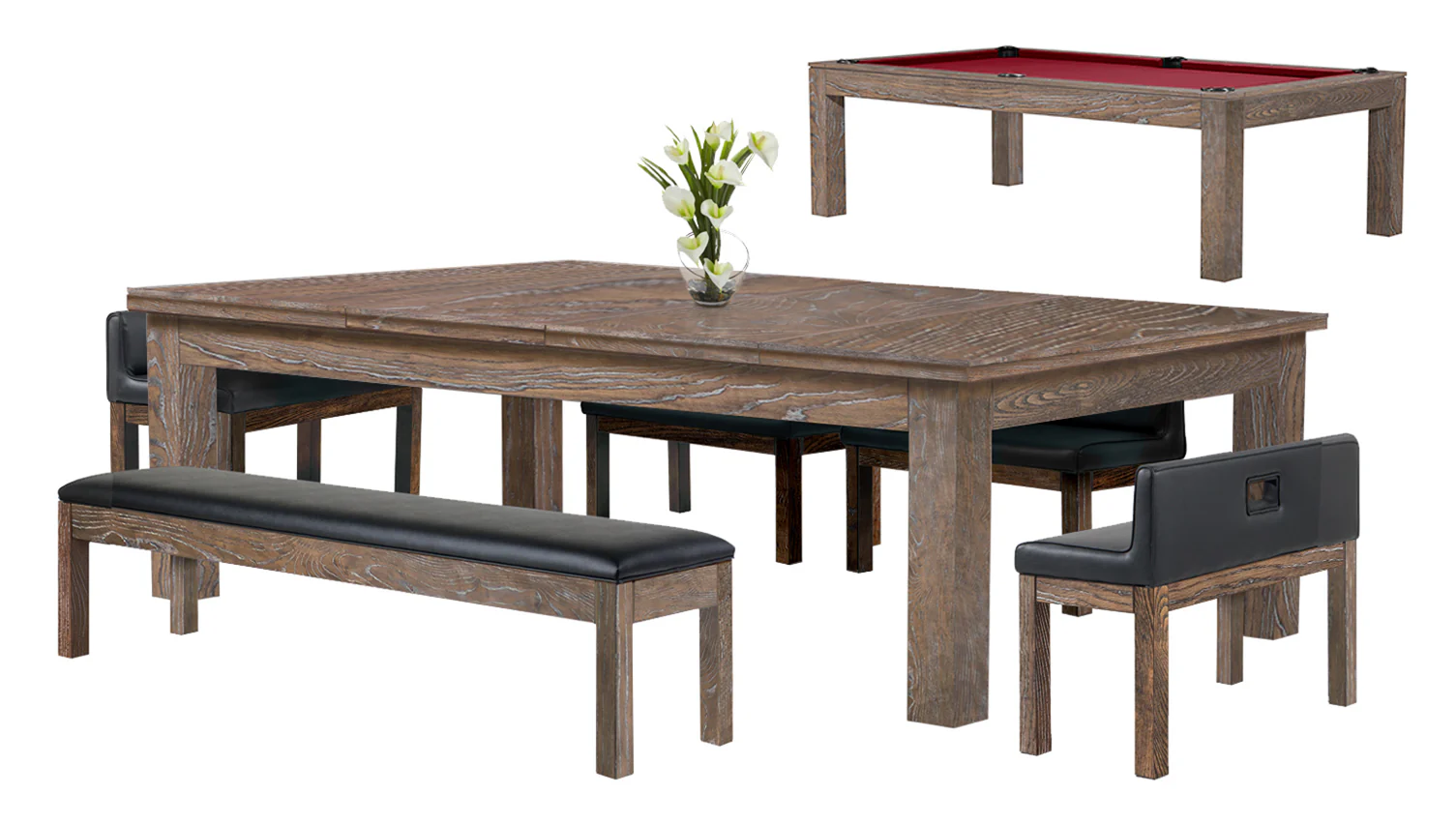 Baylor 7 Ft Pool Table Dining Collection - Rustic Series - Image 38