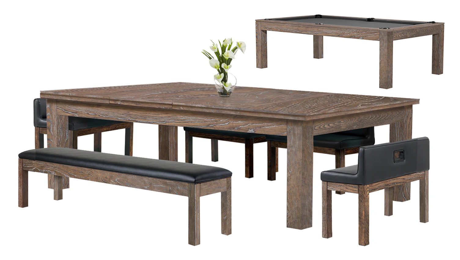 Baylor 8 Ft Pool Table Dining Collection - Rustic Series - Image 21