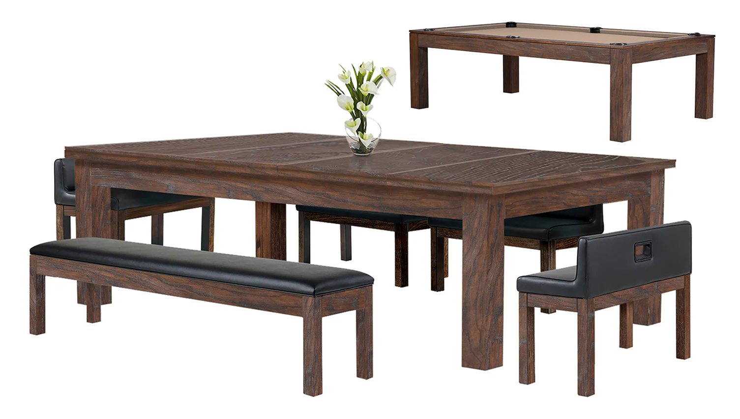 Baylor 8 Ft Pool Table Dining Collection - Rustic Series - Image 25