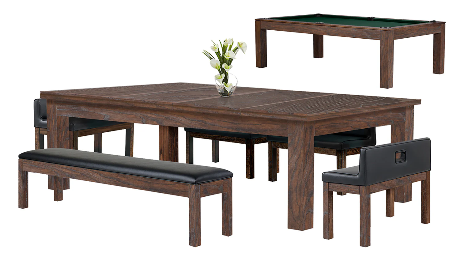 Baylor 8 Ft Pool Table Dining Collection - Rustic Series - Image 28