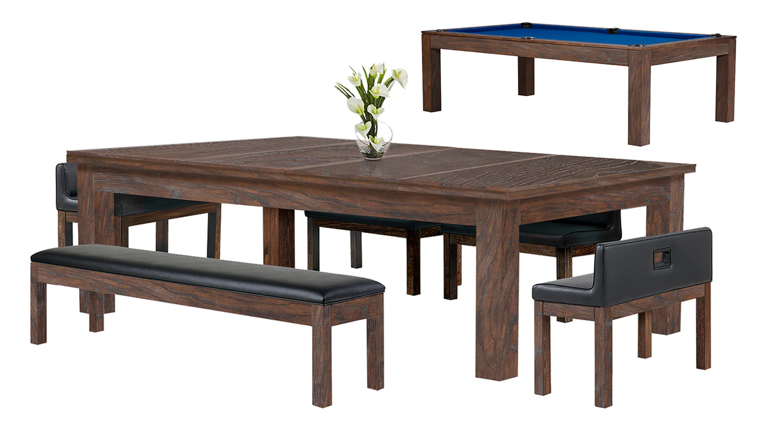 Baylor 8 Ft Pool Table Dining Collection - Rustic Series - Image 30