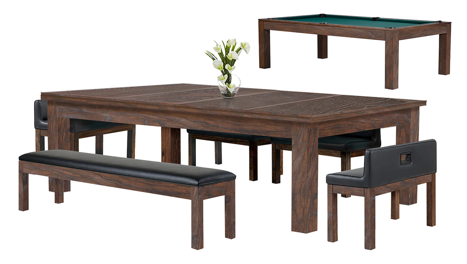Baylor 8 Ft Pool Table Dining Collection - Rustic Series - Image 35