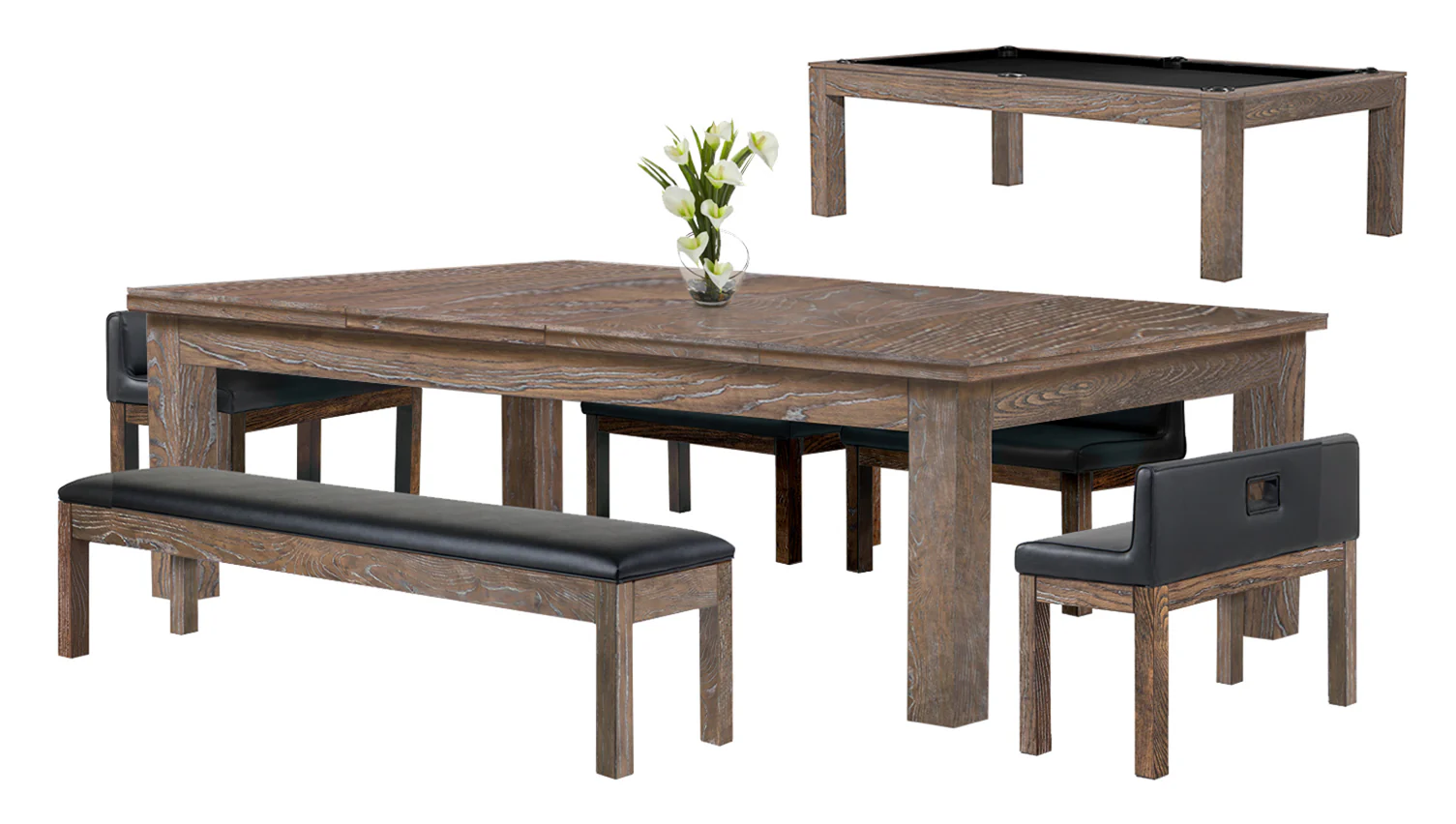 Baylor 8 Ft Pool Table Dining Collection - Rustic Series - Image 36