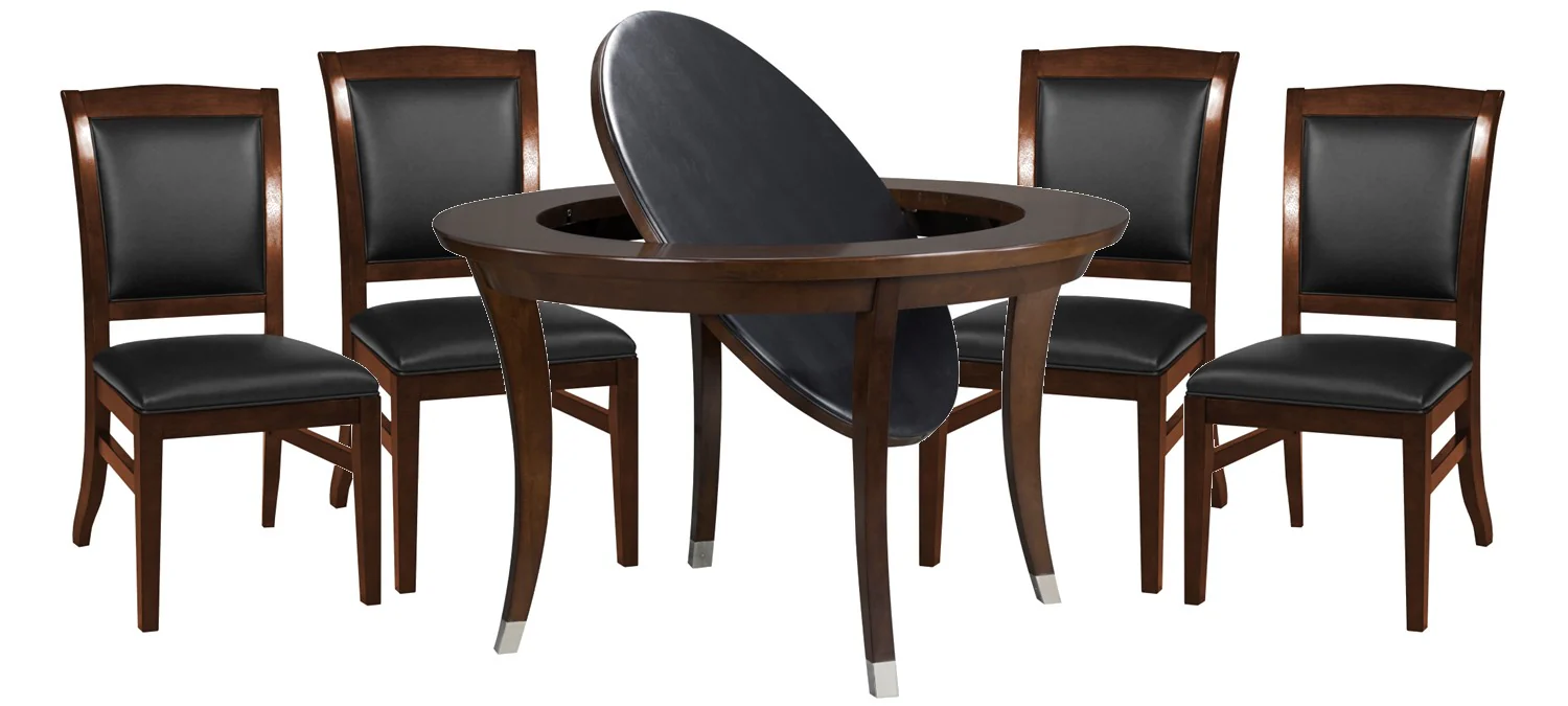 Sterling 54 Inch Flip Top 2 in 1 Game Table with 4 Heritage Dining Chairs - Image 4